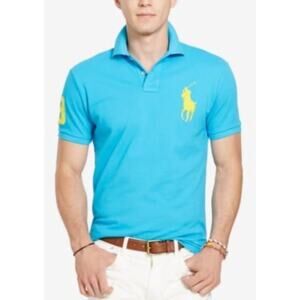 Polo Ralph Lauren Turquoise Cotton Polo Shirt Large‎ Pony Mens Size Large (1481)